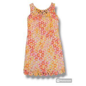 Lilly Pulitzer Resort Sunkissed Bright Pink Yellow Sleeveless Lace Dress - 2